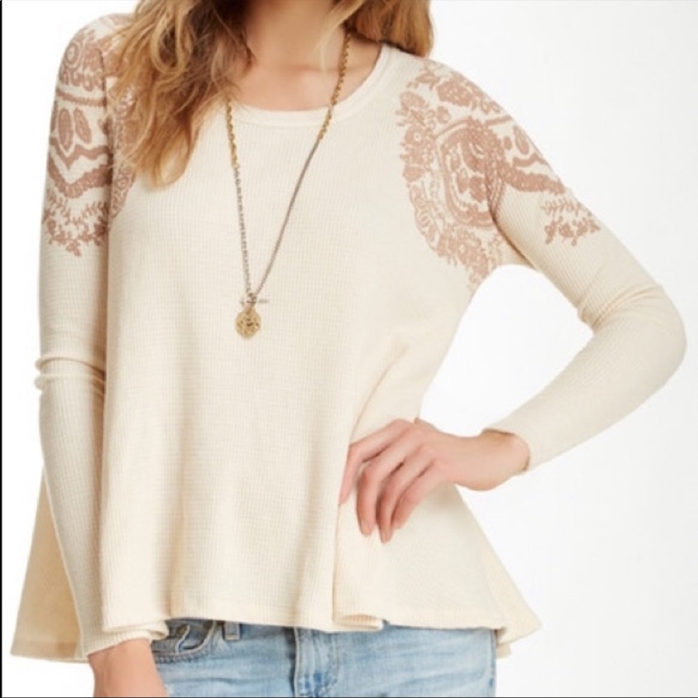 Free People Cream Henna Tattoo Boho Swing Thermal - Picture 1 of 12